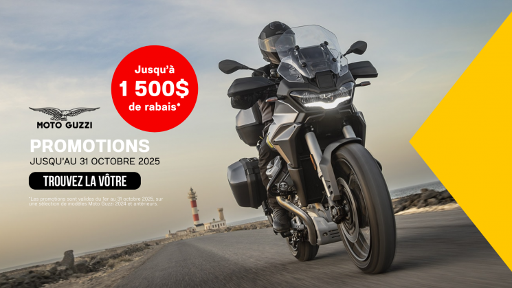 Jusqu’à 1 500$ de remise sur certains modèles Moto Guzzi